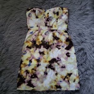 J. Crew Black Label Floral Strapless Boned Dress